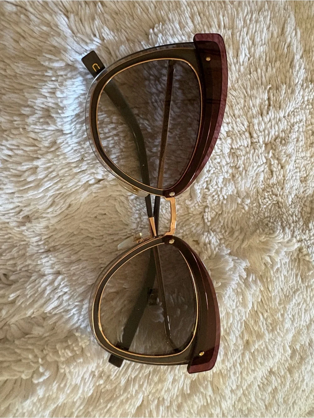 Marc Jacobs Brown Cat-Eye Sunglasses with Gold Accents